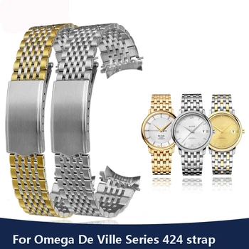 Watchband pre Omega De Ville série 424 Staré Seamaster Nehrdzavejúcej Ocele Hodinky Remienok 18 mm 19 mm 20 mm Ženy Muži Náramok Obrázok